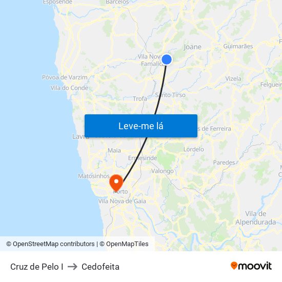 Cruz de Pelo I to Cedofeita map