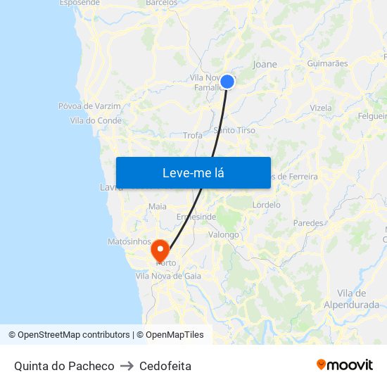 Quinta do Pacheco to Cedofeita map