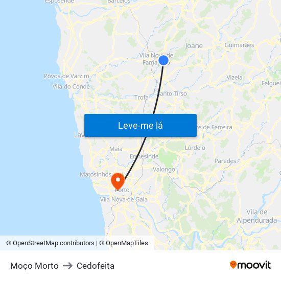 Moço Morto to Cedofeita map