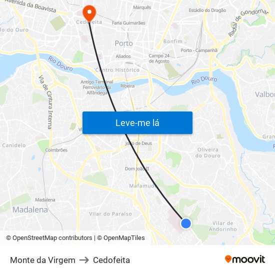 Monte da Virgem to Cedofeita map