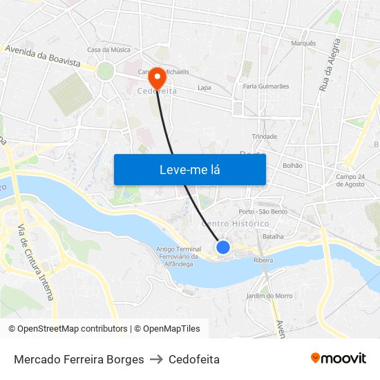 Mercado Ferreira Borges to Cedofeita map