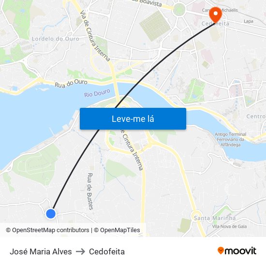 José Maria Alves to Cedofeita map