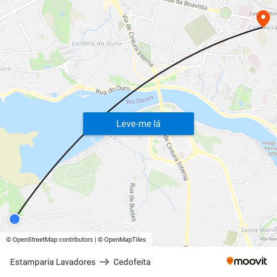 Estamparia Lavadores to Cedofeita map