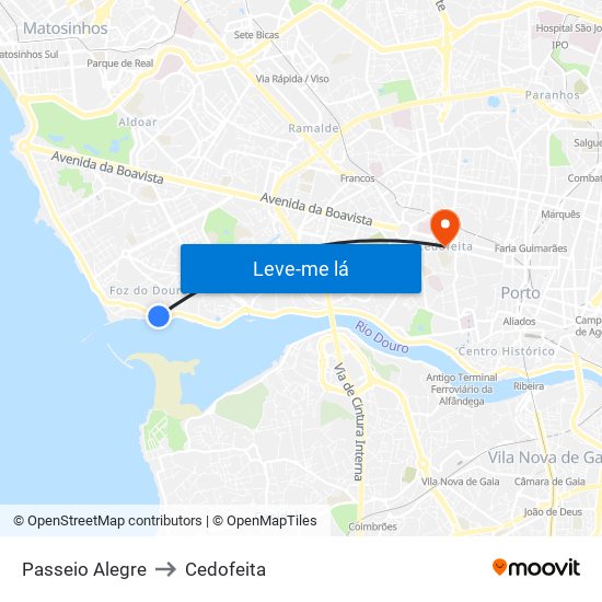 Passeio Alegre to Cedofeita map