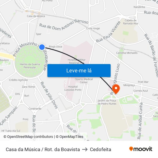 Casa da Música / Rot. da Boavista to Cedofeita map