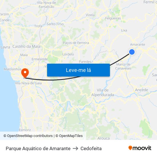 Parque Aquático de Amarante to Cedofeita map