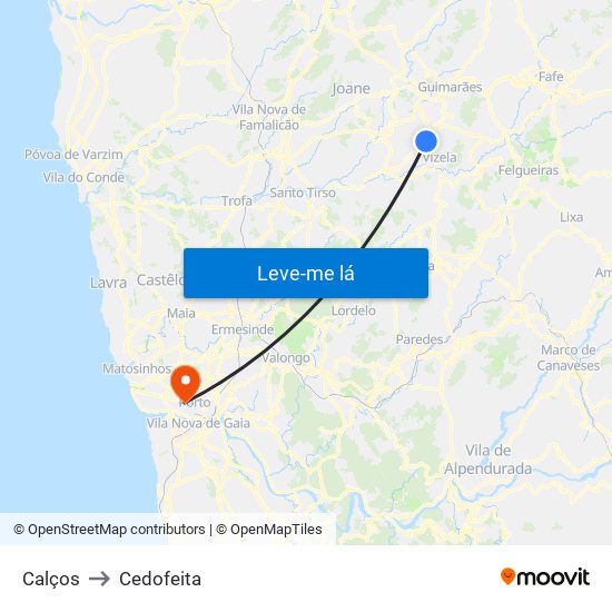 Calços to Cedofeita map