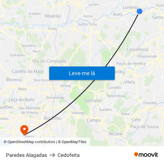 Paredes Alagadas to Cedofeita map