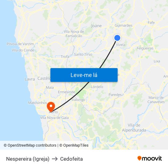 Nespereira (Igreja) to Cedofeita map