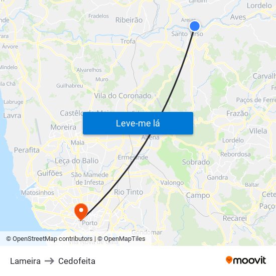 Lameira to Cedofeita map