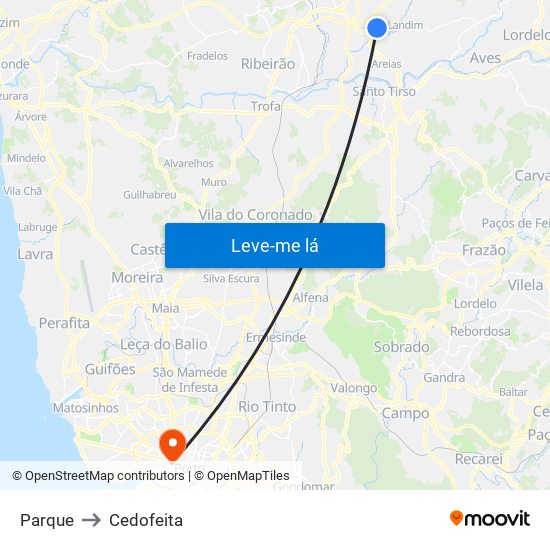 Parque to Cedofeita map