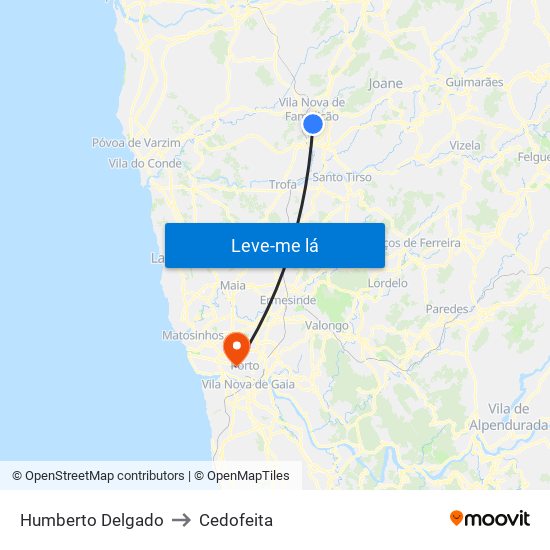 Humberto Delgado to Cedofeita map