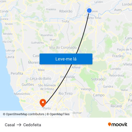 Casal to Cedofeita map