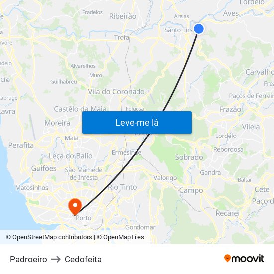 Padroeiro to Cedofeita map