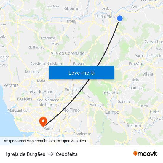 Igreja de Burgães to Cedofeita map