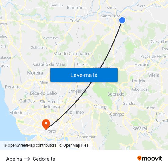 Abelha to Cedofeita map