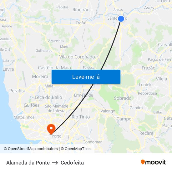 Alameda da Ponte to Cedofeita map