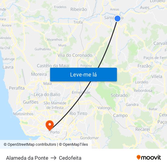 Alameda da Ponte to Cedofeita map
