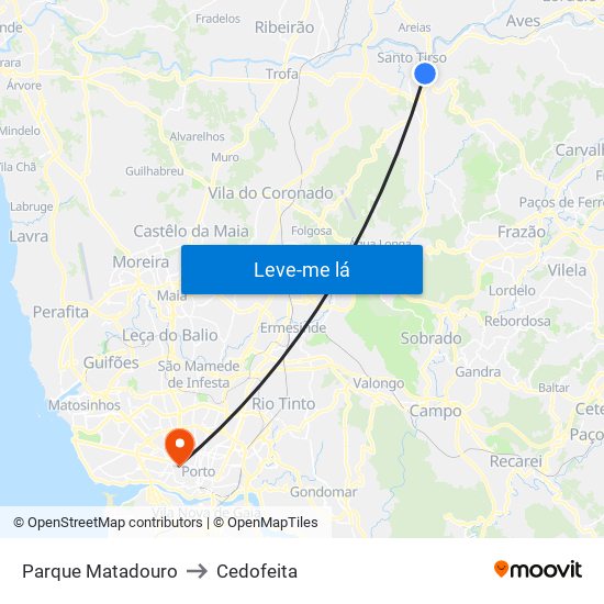 Parque Matadouro to Cedofeita map