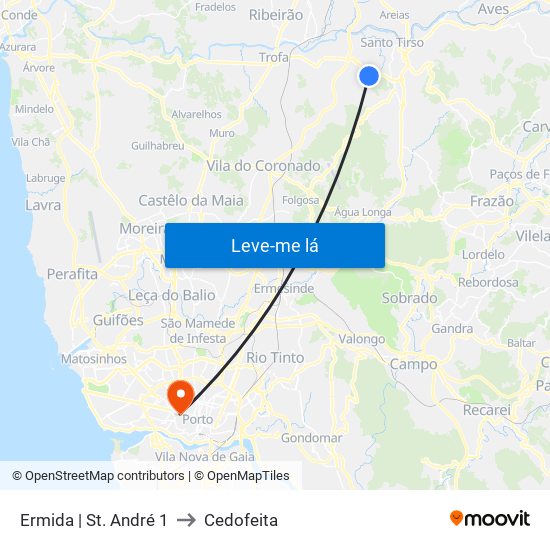 Ermida | St. André 1 to Cedofeita map