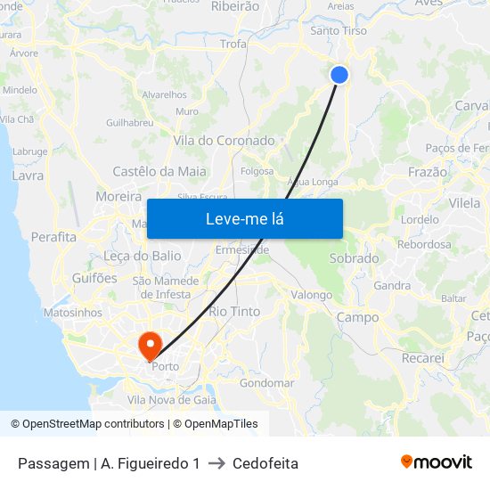 Passagem | A. Figueiredo 1 to Cedofeita map