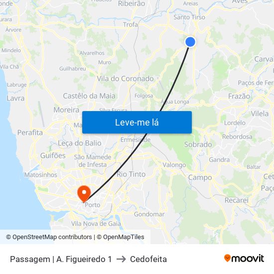 Passagem | A. Figueiredo 1 to Cedofeita map