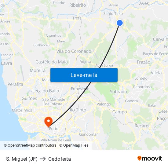 S. Miguel (JF) to Cedofeita map