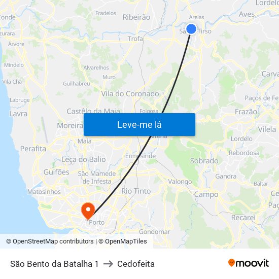 São Bento da Batalha 1 to Cedofeita map