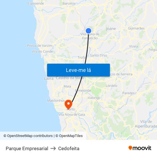 Parque Empresarial to Cedofeita map