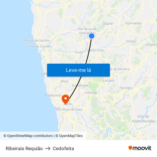 Ribeirais to Cedofeita map