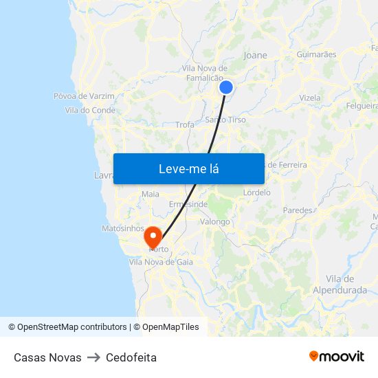 Casas Novas to Cedofeita map