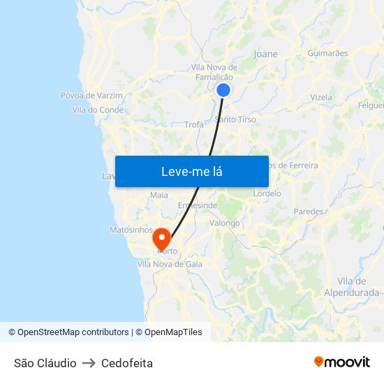 São Cláudio to Cedofeita map