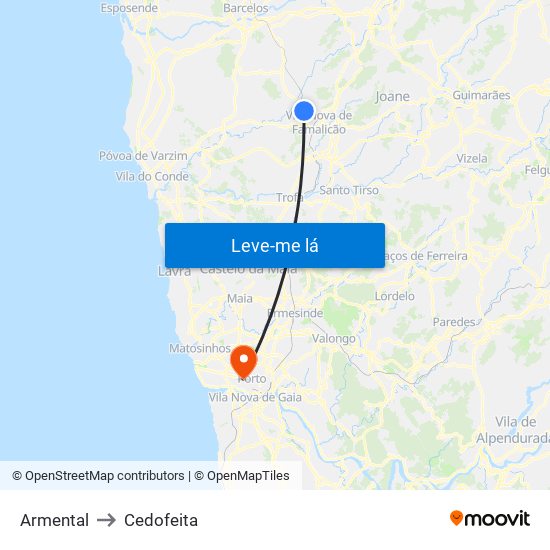 Armental to Cedofeita map