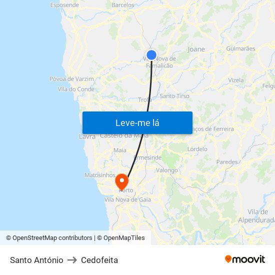 Santo António to Cedofeita map