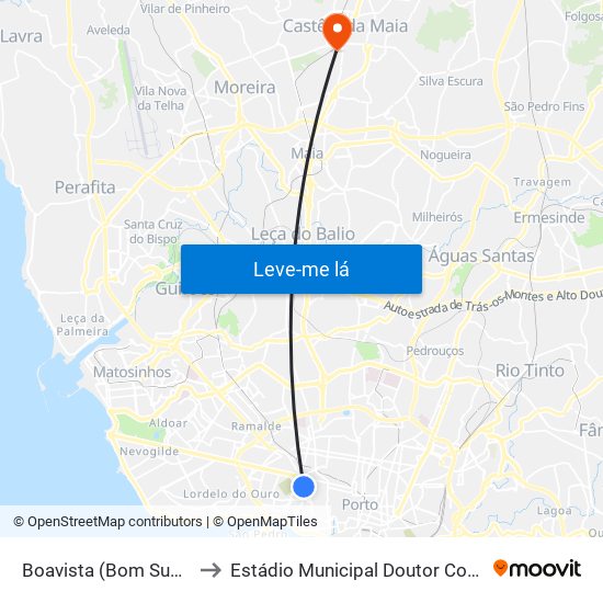 Boavista (Bom Sucesso) to Estádio Municipal Doutor Costa Lima map