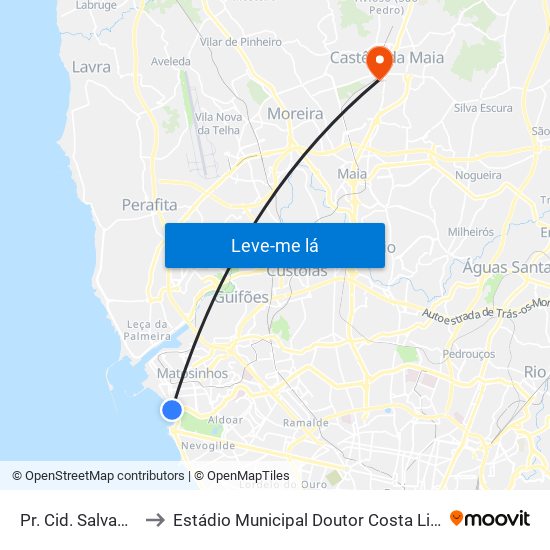 Pr. Cid. Salvador to Estádio Municipal Doutor Costa Lima map