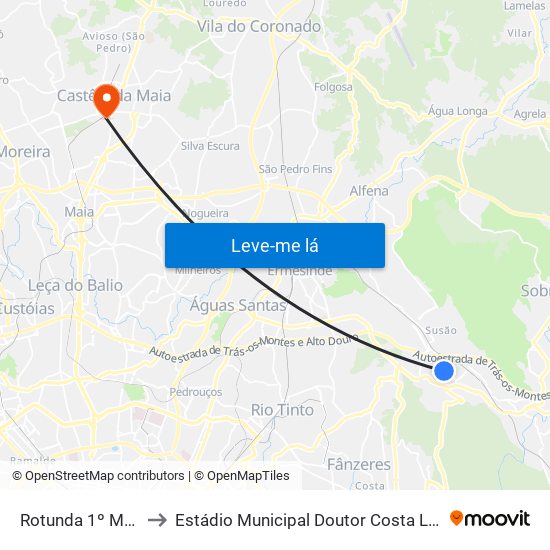 Rotunda 1º Maio to Estádio Municipal Doutor Costa Lima map