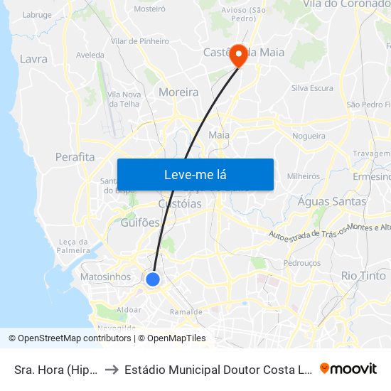 Sra. Hora (Hiper) to Estádio Municipal Doutor Costa Lima map