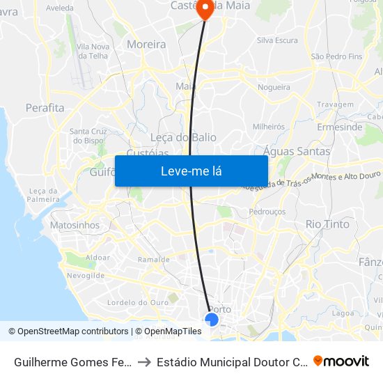 Guilherme Gomes Fernandes to Estádio Municipal Doutor Costa Lima map