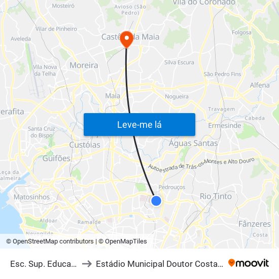 Esc. Sup. Educação to Estádio Municipal Doutor Costa Lima map