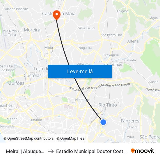 Meiral | Albuquerque to Estádio Municipal Doutor Costa Lima map