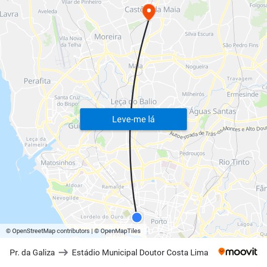 Pr. da Galiza to Estádio Municipal Doutor Costa Lima map