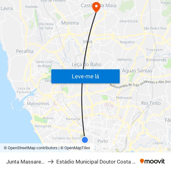 Junta Massarelos to Estádio Municipal Doutor Costa Lima map