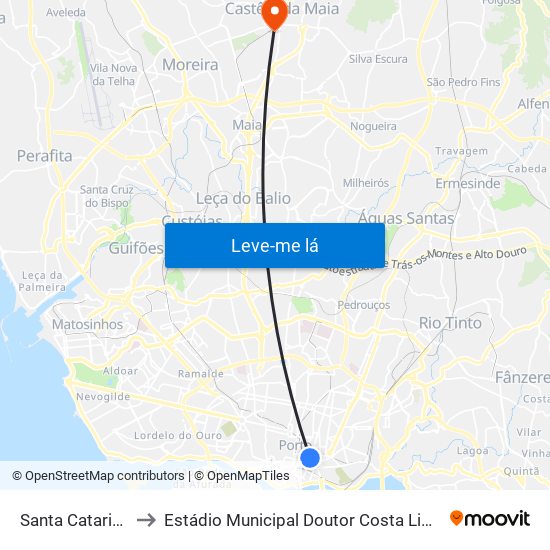 Santa Catarina to Estádio Municipal Doutor Costa Lima map