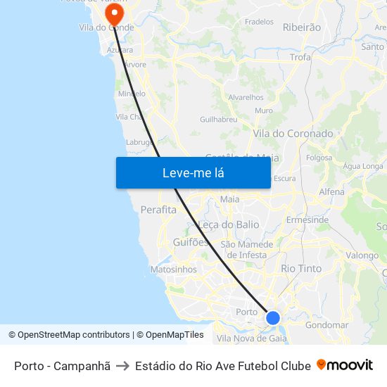 Porto - Campanhã to Estádio do Rio Ave Futebol Clube map