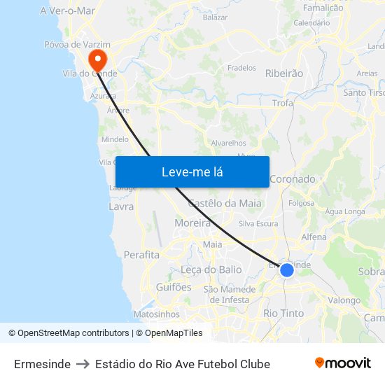 Ermesinde to Estádio do Rio Ave Futebol Clube map