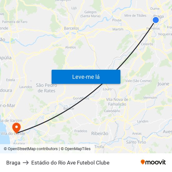 Braga to Estádio do Rio Ave Futebol Clube map
