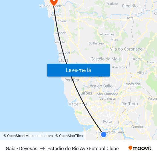 Gaia - Devesas to Estádio do Rio Ave Futebol Clube map