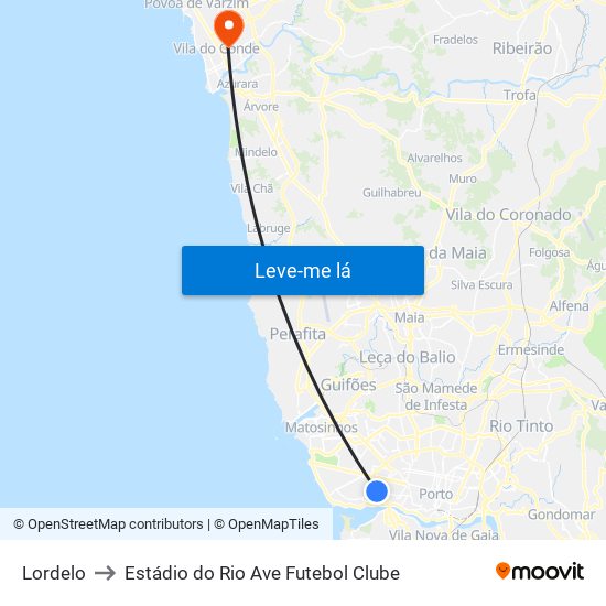 Lordelo to Estádio do Rio Ave Futebol Clube map