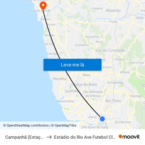 Campanhã (Estação) to Estádio do Rio Ave Futebol Clube map